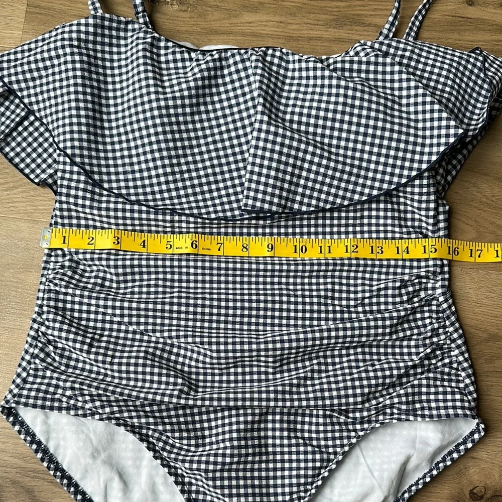 KONA  SOL SIZE L  Blue Navy and White Gingham Swimsuit - Picture 6 of 10